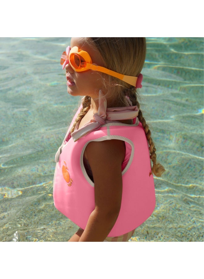 SUNNY LIFE Kids Float Vest Swim Jacket for Ages 3-6 Years, Neoprene Adjustable Swimming Aid Vest, Neon Pink Peach Design - Image 2